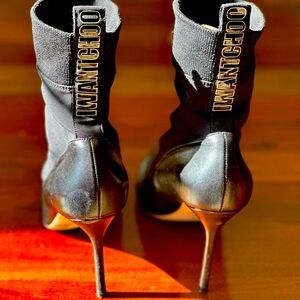 Jimmy Choo Brandon 100 Women's black leather sock ankle booties sz. 42